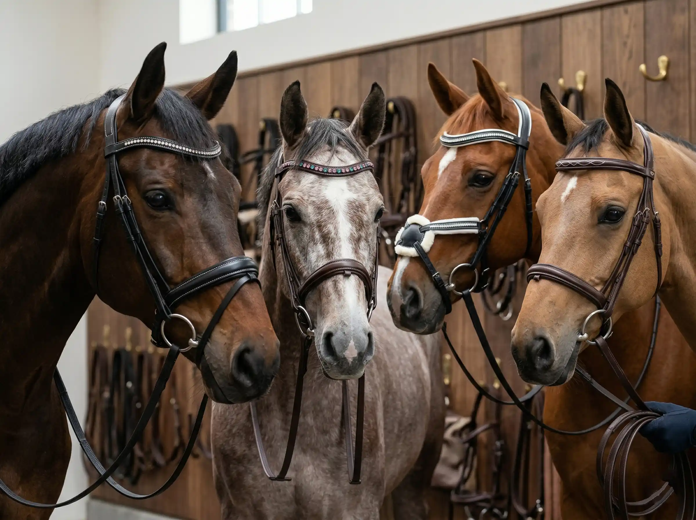 Equestrian tack — leather halters and bridles for wholesale export